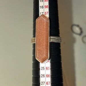 Elongated Sunstone in sterling silver sz. 9.5